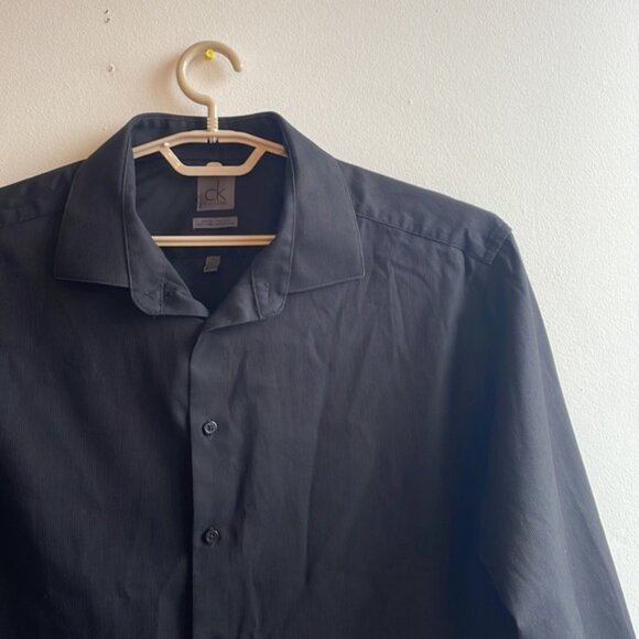 Calvin Klein Non Iron Black Dress Shirt Size 18.5 - Picture 7 of 8
